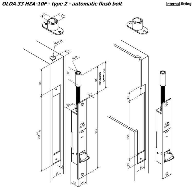 Olda automatische kantschuif type 33/10 voor stalen/aluminium deuren type 2 staal verzinkt - Afbeelding 3