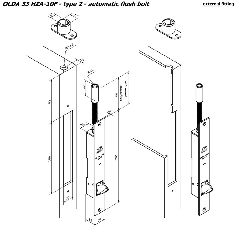 Olda automatische kantschuif type 33/10 voor stalen/aluminium deuren type 2 staal verzinkt - Afbeelding 2