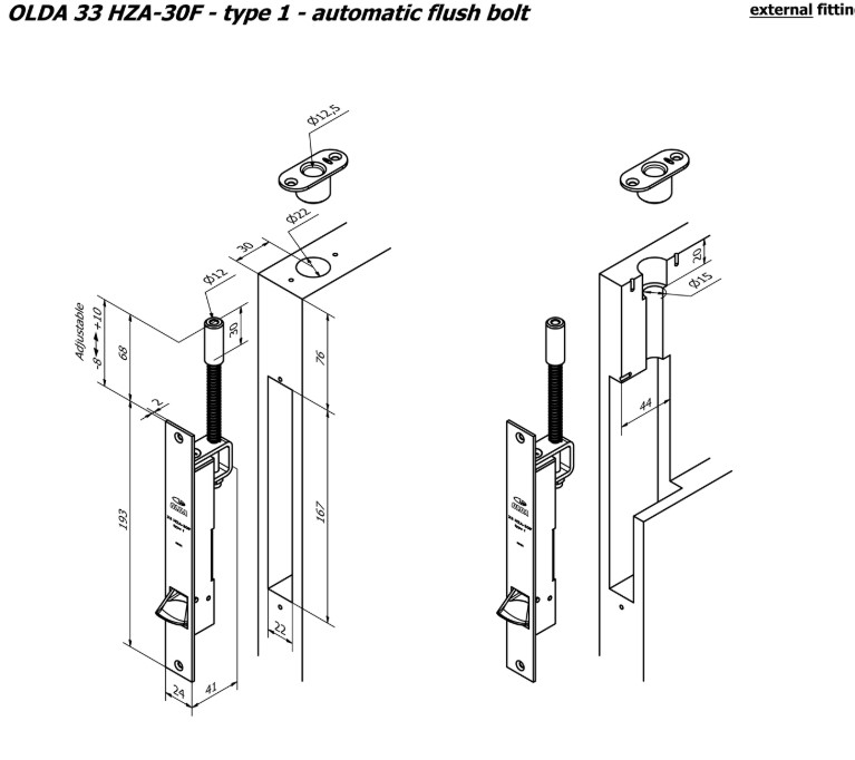 Olda automatische kantschuif type 33/30 voor stalen/aluminium deuren type 1 staal verzinkt - Afbeelding 3