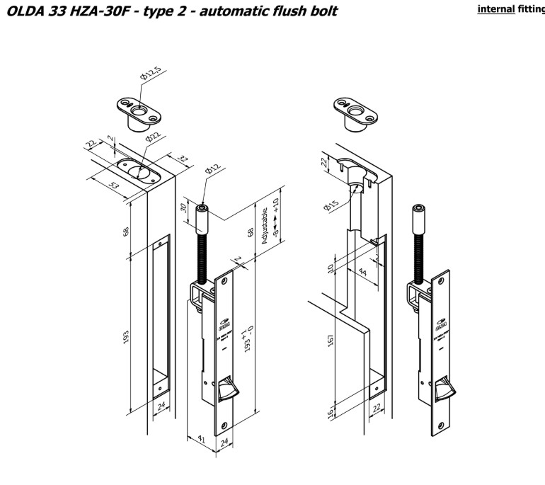 Olda automatische kantschuif type 33/30 voor stalen/aluminium deuren type 2 staal verzinkt - Afbeelding 3