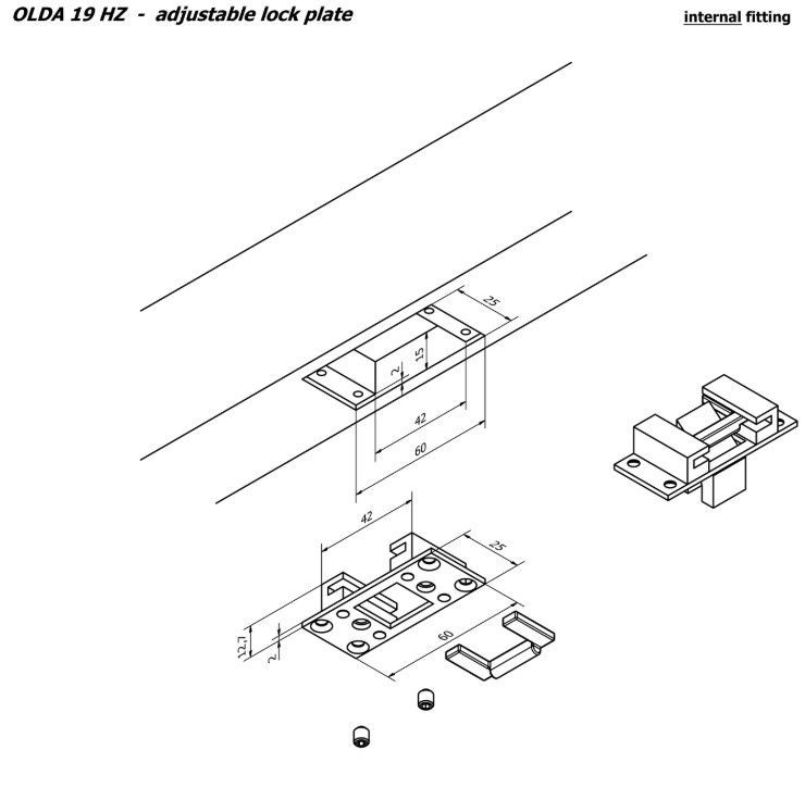 Olda verstelbare sluitplaat type 19 tbv automatische kantschuif type 37 staal verzinkt - Afbeelding 2