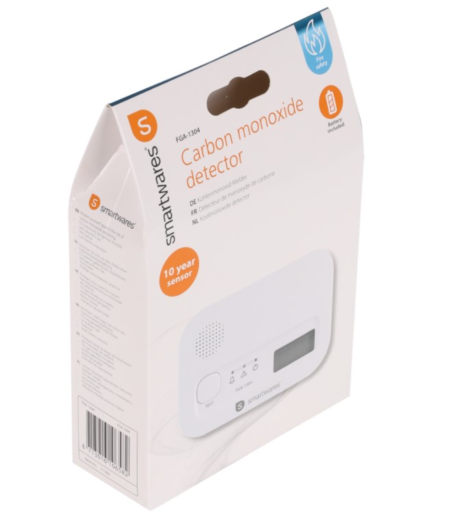 Smartwares koolmonoxide melder type FGA-13041 met sensor wit - Afbeelding 3