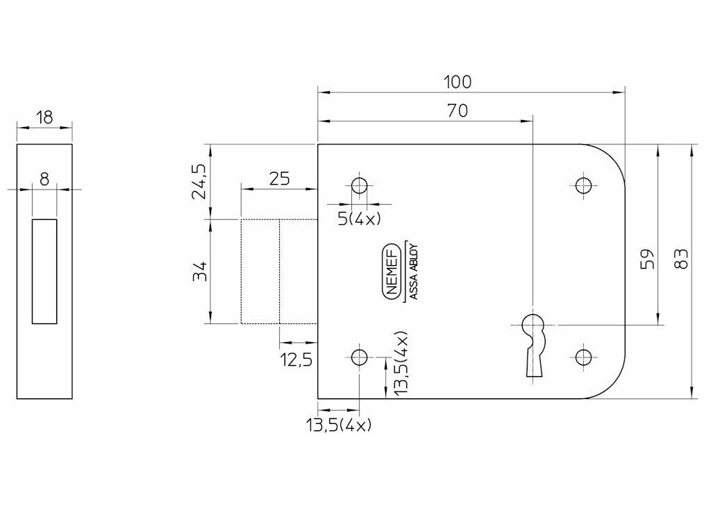 Nemef opleg kelderbandslot 91/11-70mm staal verzinkt - Afbeelding 2