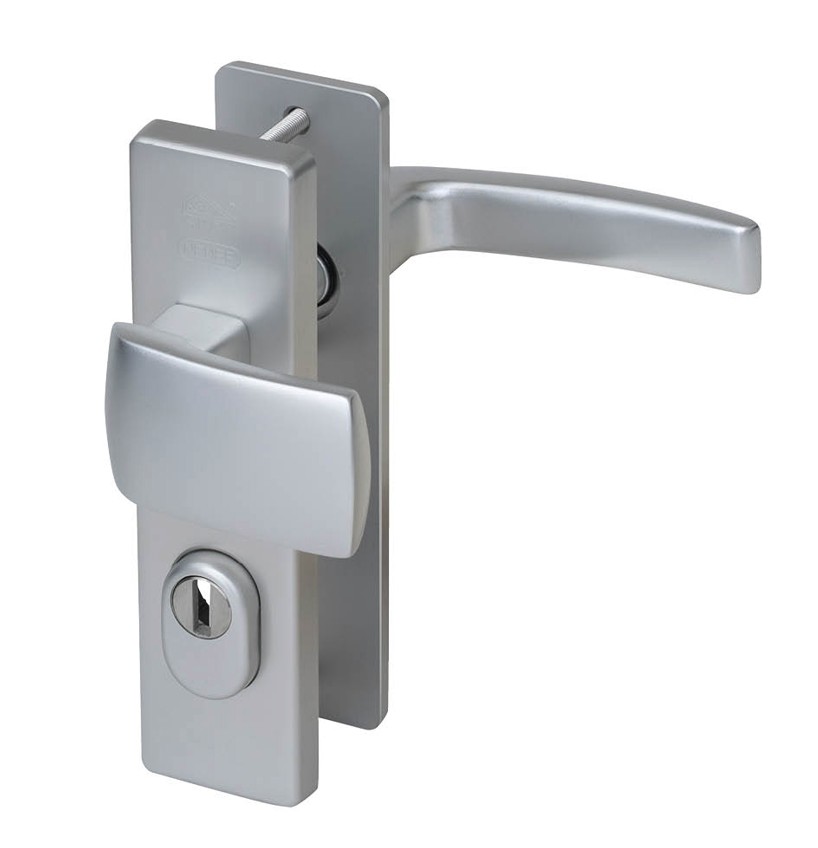 Nemef veiligheidsbeslag PC72 kortschild knop/kruk 3405-II met kerntrek beveiliging SKG3 aluminium F1