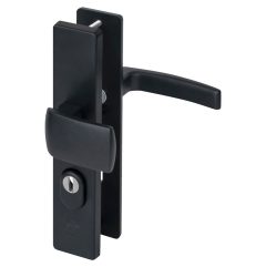 Nemef veiligheidsbeslag PC72 langschild knop/kruk 3415-II met kerntrek beveiliging SKG3 aluminium zwart