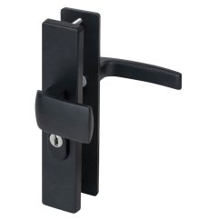 Nemef veiligheidsbeslag PC55 langschild knop/kruk 3415-II met kerntrek beveiliging SKG3 aluminium zwart