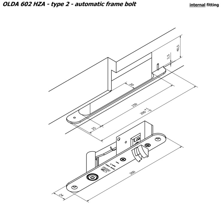 Olda automatische kantschuif type 602 deurkozijn model voor stalen of aluminium kozijnen type 2 staal verzinkt - Afbeelding 3