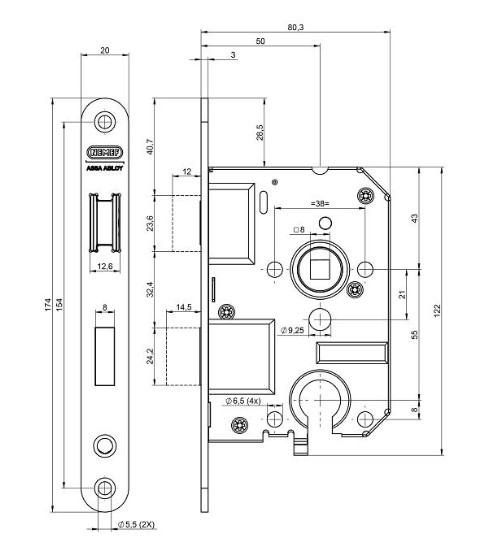 Nemef magneet cilinder PC55 insteekslot 1269/77 met rvs voorplaat inclusief sluitkom 1269/71 - Afbeelding 2