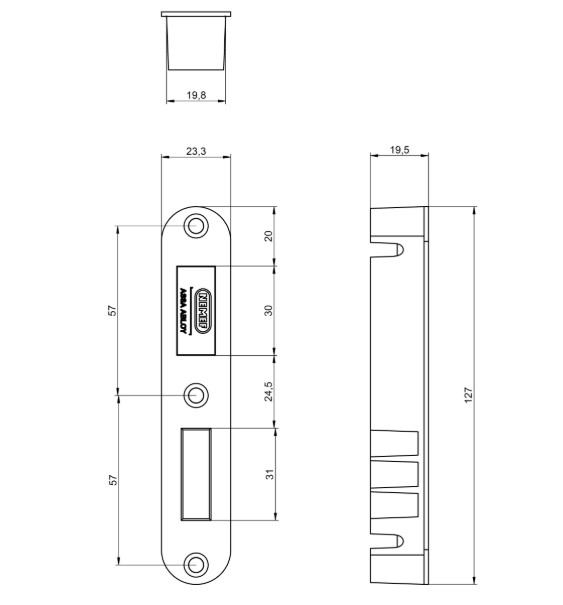 Nemef magneet sluitkom 1269/71 met rvs sluitplaat - Afbeelding 2