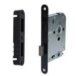 Nemef magneet toilet-badkamer slot 1264/73 met zwarte voorplaat inclusief sluitkom 1269/73