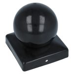 Paalkapje met bol 70x70 mm zwart