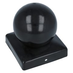 Paalkapje met bol 70x70 mm zwart