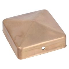 Paalkapje met punt 70x70 mm koper