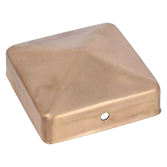 Paalkapje met punt 70x70 mm koper