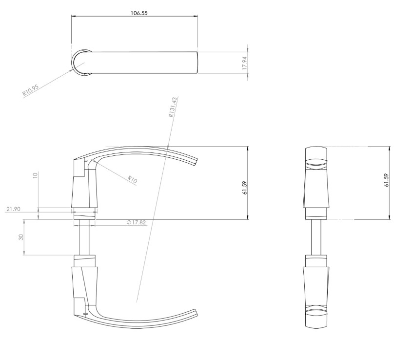 ODShop deurklink vierkant met kortschild blind en slot aluminium F1 - Afbeelding 2