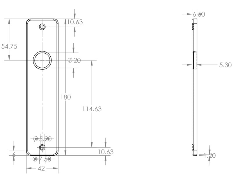 ODShop deurklink vierkant met kortschild blind en slot aluminium F1 - Afbeelding 3