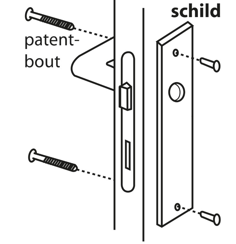ODShop deurklink vierkant met kortschild blind en slot aluminium F1 - Afbeelding 5