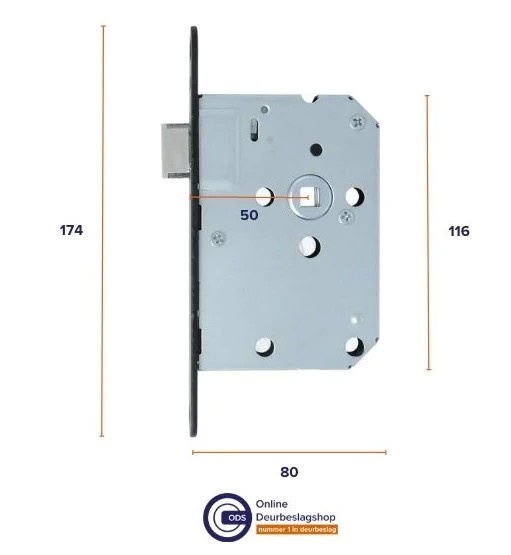 ODShop deurklink vierkant met kortschild blind en slot aluminium F1 - Afbeelding 4