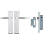 ODShop deurklink vierkant met kortschild blind en slot aluminium F1