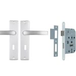 ODShop deurklink vierkant met kortschild SL56 en slot aluminium F1