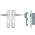 ODShop deurklink vierkant met kortschild PC55 en slot aluminium F1