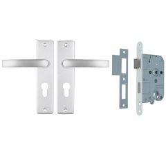 ODShop deurklink vierkant met kortschild PC55 en slot aluminium F1