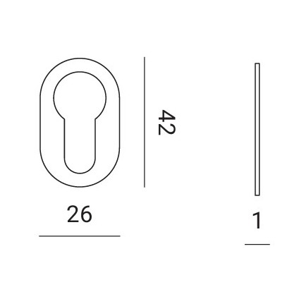 Nuda cilinderplaatjes 26×42 mm mat chroom - Afbeelding 2
