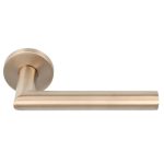 Enkele deurklink rechts BASIC LBII-19 op ronde rozet PVD licht brons