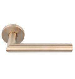 Enkele deurklink rechts BASIC LBII-19 op ronde rozet PVD licht brons