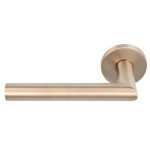 Enkele deurklink links BASIC LBII-19 op ronde rozet PVD licht brons