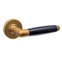 Intersteel enkele deurklink Combinatie op rozet verdekt ø53x10mm PVD messing getrommeld/zwart