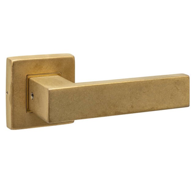 Intersteel enkele deurklink Amsterdam op rozet verdekt 53x53x10mm PVD messing getrommeld