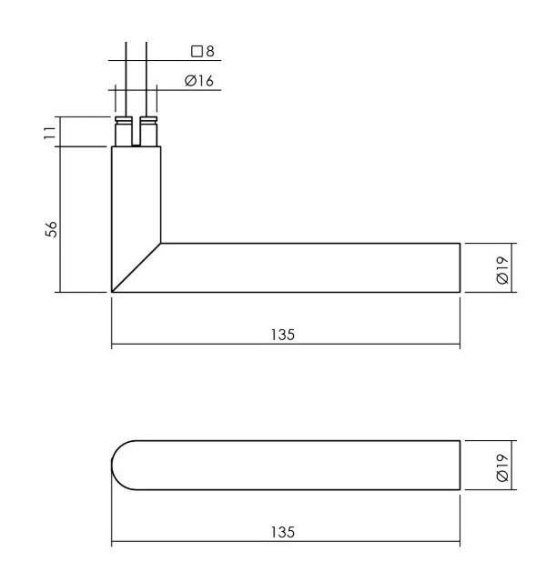 Intersteel enkele deurklink Jura op rozet verdekt 53x53x10mm PVD messing getrommeld - Afbeelding 2