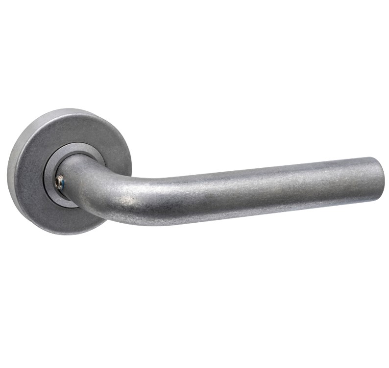 Intersteel enkele deurklink Luzern op rozet verdekt ø53x10mm rvs getrommeld