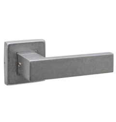 Intersteel enkele deurklink Amsterdam op rozet verdekt 53x53x10mm rvs getrommeld