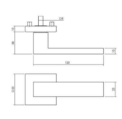 Intersteel enkele deurklink Amsterdam op rozet verdekt 53x53x10mm PVD messingkleur - Afbeelding 2