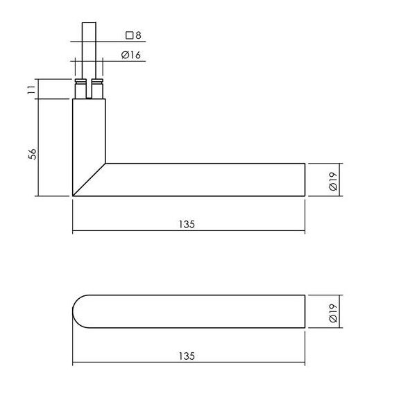 Intersteel enkele deurklink Jura op rozet verdekt 53x53x10mm rvs - Afbeelding 2
